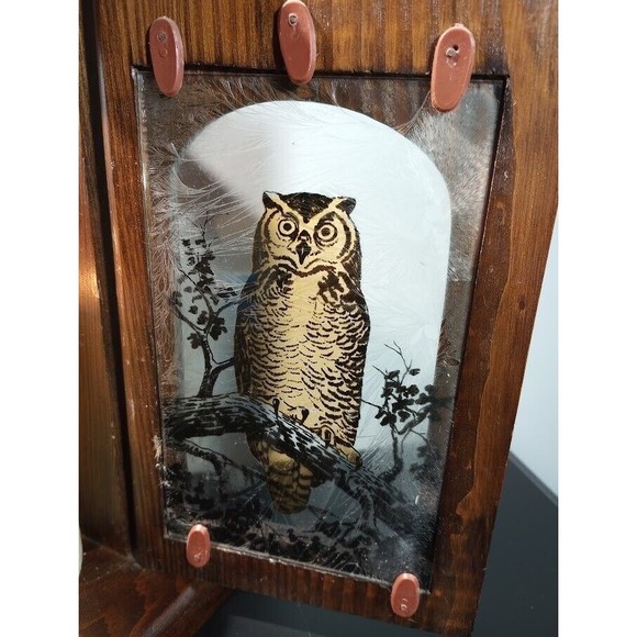 Vintage Owl Glass Wooden Lantern Box Candle Holder Brown - Picture 8 of 14